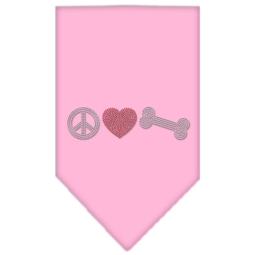 Peace Love Bone Rhinestone Bandana Light Pink Large